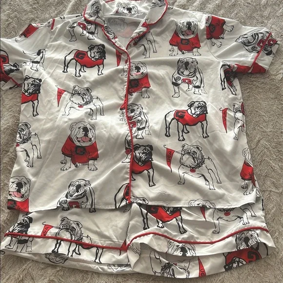 NWOT Women's University of Georgia UGA Print Pajama Set - Picture 1 of 8
